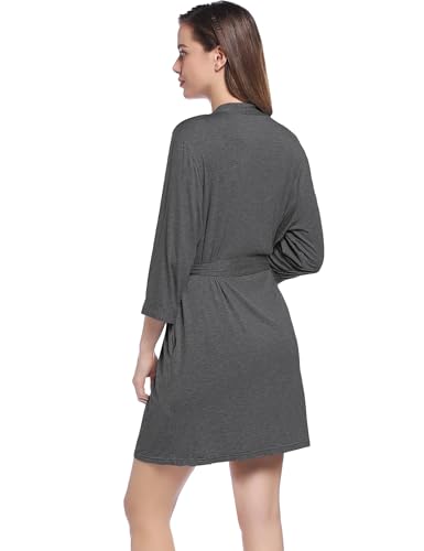 Image of Joyaria Women Bamboo Viscose Robe Super Soft Comfy Summer Cooling Short Lightweight Bathrobe with Pocket S-XXL