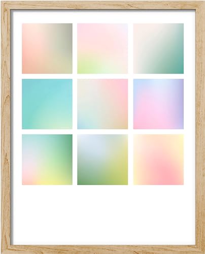 SIGNWIN Framed Pastel Gradient Squares Color Block Illustrations Modern Art Decorative Minimalist Cozy Colorful for Bedroom - 11'x14' Natural