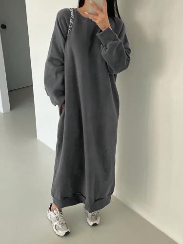 Womens Hoodies Pullover Sport Hoodie Solid Raglan Sleeve Sweatshirt Dress,Long Sleeve4