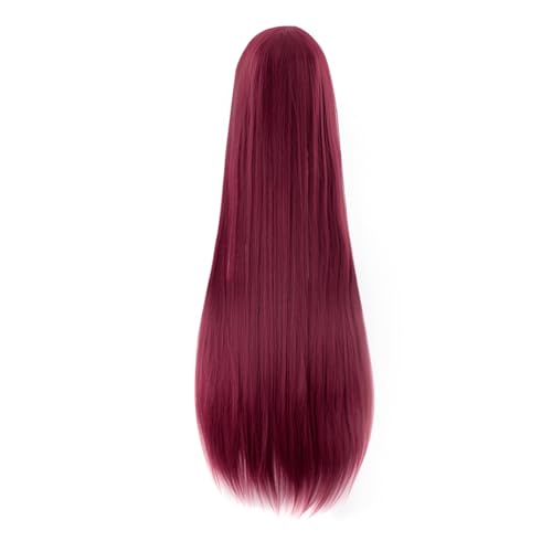 MapofBeauty 40" 100cm Long Straight Cosplay Costume Wig (Dark Red)