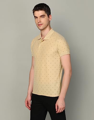 Image of INKKR Men's Printed Polo Neck Half Sleeve Multicolor T-Shirt