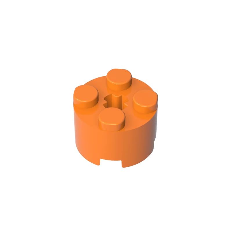 Gobricks 6143 Round Brick Brick Round 2x2 with Axle Hole 50 Pieces GDS-607 Compatible with Lego Building Blocks Color:Orange โ image 1