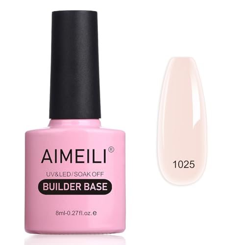 AIMEILI Builder Nail Gel, Shine Finish and Long Lasting Nail Strengthener Enhancement Building Rubber Base Coat for Manicure - BD1025