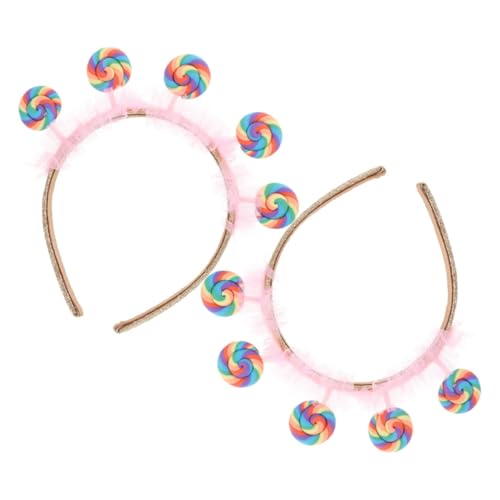 Healeved 2 Piezas venda hermosa diadema cintas para el pelo de piruleta diademas adornadas diadema de piruletas diadema de azúcar banda para la fiesta diadema creativa tela
