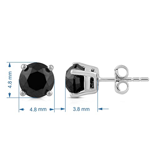 Jewelili 10K White Gold Stud Earrings with Black Round Diamonds 1/2, 3/4, 1.0, or 2 Cttw4