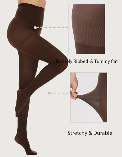 CozyWow Womens Run Resistant Opaque Tights with Control Top,80D High Waist Pantyhose,Ultra Soft and Stretchy2