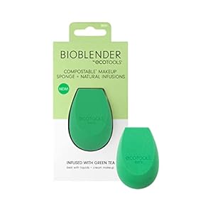 EcoTools Green Tea Bioblender, Compostable Makeup Blending Sponge, For Foundation & Base Coverage, Skin-Calming, Natural Infusion, Cruelty Free & Vegan, Packaging May Vary, 1 Count
