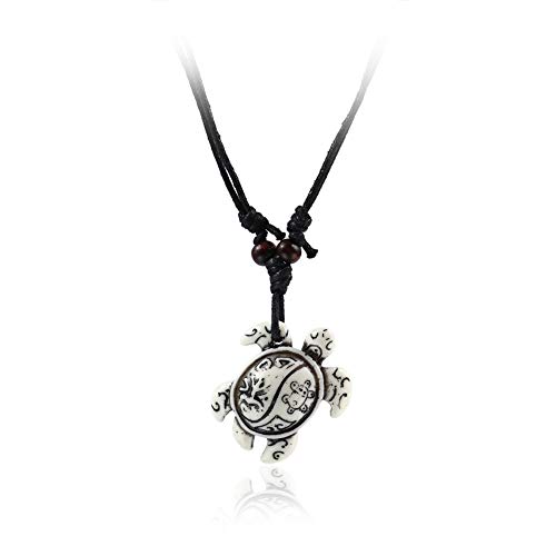 Pingyongchang Artificial Bone Carving Sea Turtles Pendant Necklaces Gifts for Women Men Adjustable Rope 6/10 Pcs -10Pcs4
