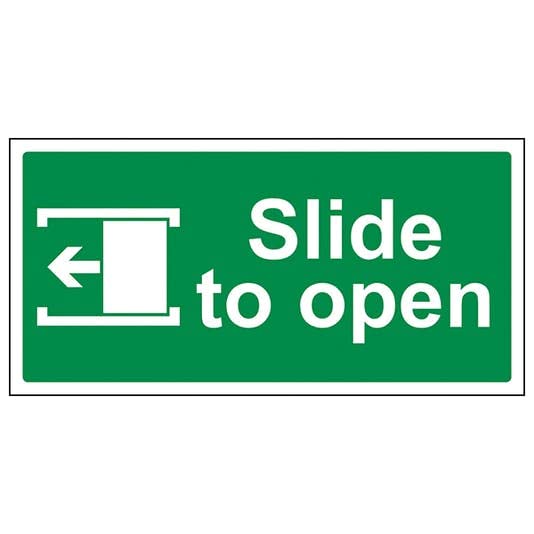 Slide to Open(Left) Sign Sticker, Waterproof Sticker Sign