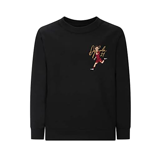 AS Roma Crewneck Negro Dybala Kids 10y, Unisex-Niños y niños, 10 años