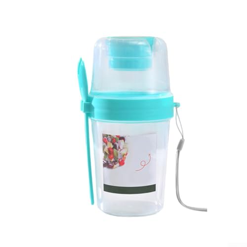 ZWEquipint Vaso mezclador de ensalada portátil con tenedor integrado, gran capacidad reutilizable para avena, yogur de frutas, contenedor multifuncional de preparación de comidas para viajes, oficina