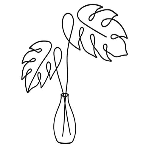 Metall Wanddeko Monstera, Metall Wandskulptur, Metal Wall Art, Metall Wandkunst Modern, Minimalistische Kunst für Wohnzimmer Badezimmer Schlafzimmer Esszimmer (Schwarz) Cover