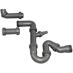 Sifon Para Fregadero Y Lavavajillas Sifón para fregadero de cocina de 1 seno, lavavajillas y lavadora - conexión horizontal o vertical