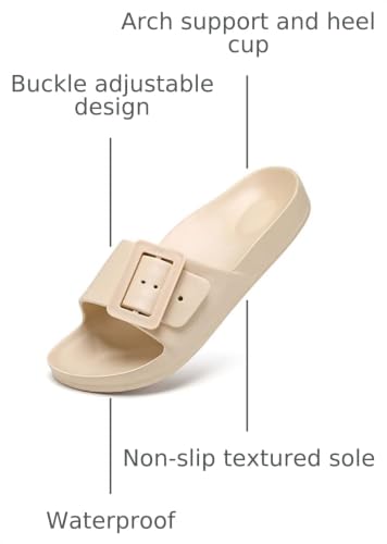 Image of L LOUBIT Cloud Slides for Women with Arch Support Pillow Soft Recovery Sandals Lightweight Summer Beach Slippers Non-Slip Shower Shoes