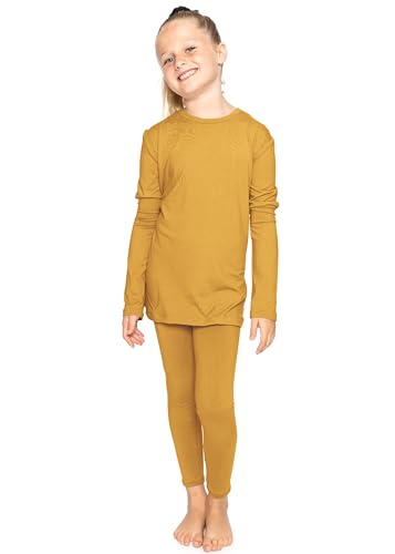 Image of STRETCH IS COMFORT Girls 2 Piece Hoodie Short Sleeve Long Sleeve Crew Neck Top and Leggings Set Kids Thermals Underwear Set