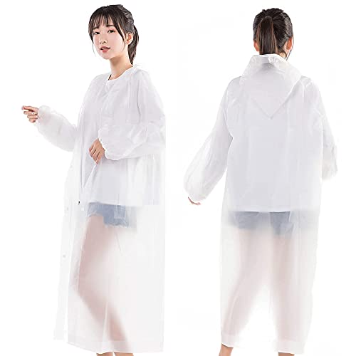 Raincoats for Adults Women and Men [2 Pack] Reusable Ponchos Clear Long Rain Jacket Traveling Rain Coat, White4
