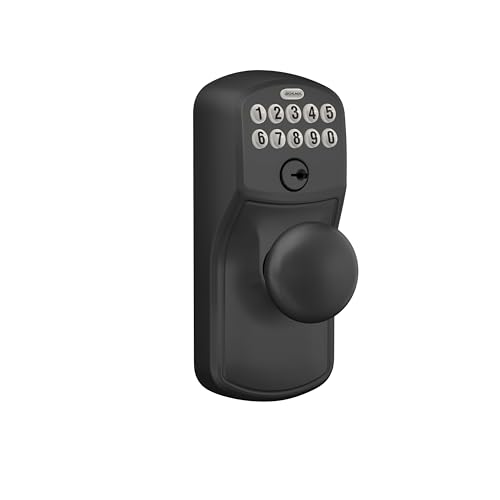 SCHLAGE Electronic Keypad Lock, Lever Handle, Plymouth Trim, Matte Black - image 2