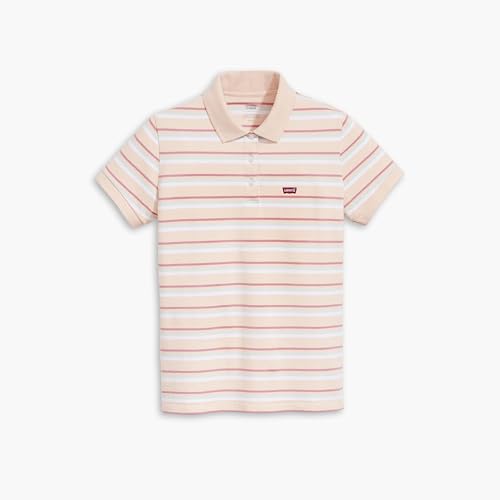 Levi's Slim Housemark Polo T-Shirt, Supermarket Stripe Pale Peach, M Homme Levi's Slim Housemark Polo T-Shirt, Supermarket Stripe Pale Peach, M Homme