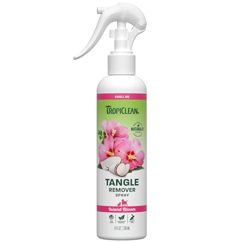 TropiClean Dog Detangler Spray Dematting Leave in Dog Conditioner Spray Perfect for Doodles & All Coat Types Sweet Floral Scent Made in USA 8 oz.