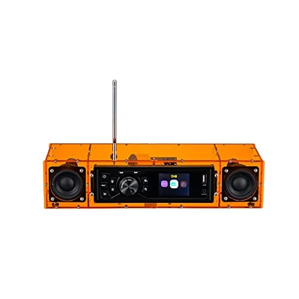AOVOTO ALK103-TFT FM/DAB Radio Do It Yourself (fai da te) Kit con alloggiamento in acrilico, set DAB /FM fai da te con modalità sveglia e display TFT e scatola audio stereo (arancione)
