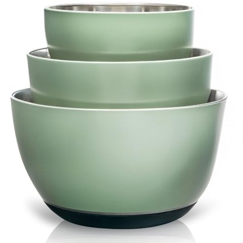 WHYSKO Stainless Steel Mixing Bowls Set of 3 with...