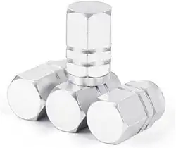 Kit 4 Tampas Válvula Pneu Fluorescente Luminoso Noturno Universal Carro, Moto, Bike Acessório para Proprietários de Veículos(Alumínio - Prata)