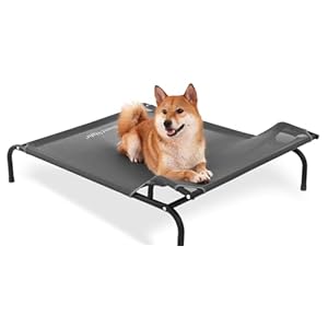 Sweetnight Elevated Dog Bed – Original Headrest Design | Frame with Breathable Mesh & Non-Slip Feet | Elevated Hammock Bed for Medium Dogs, Indoor & Outdoor, Grey, 43 inches