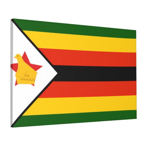 Drapeau Zimbabwe sur toile déco salon moderne tableau 40x61cm