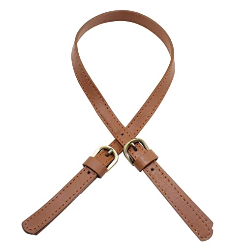 Piutouyar 2 Pcs PU Leather Purse Handles 65cm - 71cm / 25.6Inch-28Inch Adjustable Leather Purse Strap Double Buckle Leather Shoulder Strap Replacement, Brown