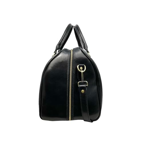 Mississippi Max Travel Bag, Genuine Leather Made in Italy (Black)2