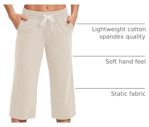 Image of SPECIALMAGIC Women Capri Pants Cotton Yoga Wide Leg Pajama Pants Capris Sweatpants Sports