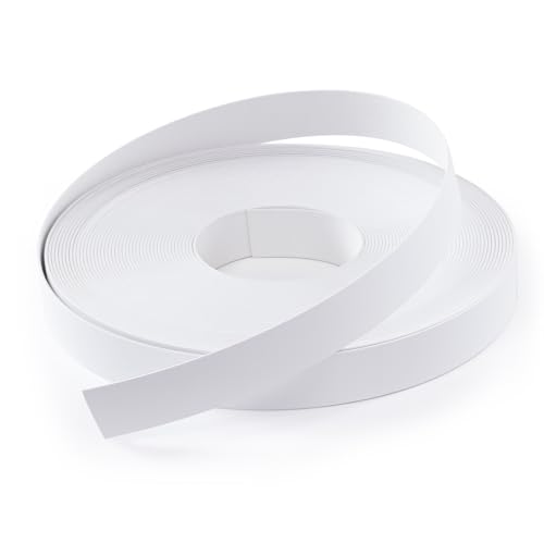 Image of PVC Edge Banding 3 /4 inch x 50 ft Veneer Edge Banding White with Hot Melt Adhesive Pre - glued Iron on Edging Tape Trim for Cabinet Plywood Repairs and Furniture Restoration