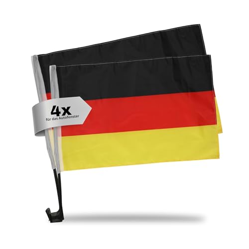4er Set Autofahne Deutschland Fanartikel - Deutschland Fahne für Auto mit Halterung 40 cm - Fußball WM 2026 Fanartikel - Flaggen für Auto Deko Fahrrad und Fans zum anfeuern