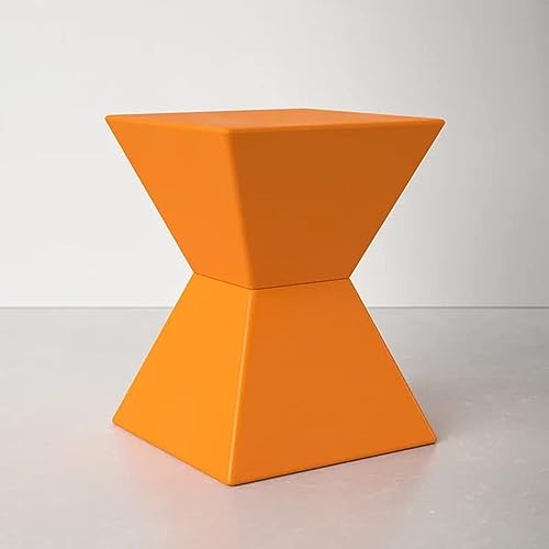 Image of Wooden Block Accent Side Table in Antique Wooden Design, Fully Assembled, End, Bedside Table and Nightstand, for The Living Room and Bedroom-Orange