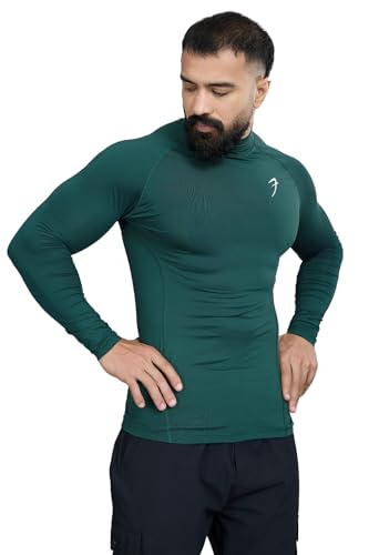 Image of Men Full Sleeves Slim Fit Compression High Neck Sports and Gym Tshirt