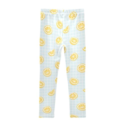 Lemon Fruit Circle Slice Pattern Girls Leggings,Workout Leggings for Girls Toddler Athletic Leggings Size for 3-10T2
