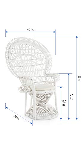 Sillón Vintage Boho Blanco Ratan miniatura 3