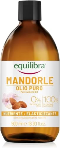 Equilibra Olio di Mandorle Dolci Puro, Nutriente ed Elasticizzante, 500 ml | Aiuta a Prevenire le Smagliature in Gravidanza o Durante una Dieta Ipocalorica, ideale come base per massaggio