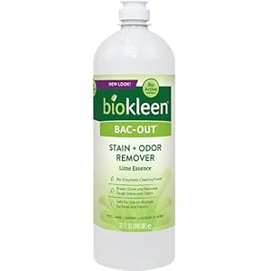 Biokleen Bac-Out Stain+Odor Remover, Destroys Stains & Odors Safely, for Pet Urine, Laundry, Diapers, Wine, Carpets, & More, Eco-Friendly, Non-Toxic, Plant-Based, 32 Ounces
