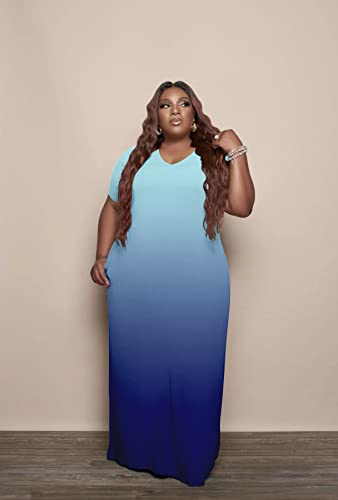 Image of YeGine Oversize Tshirt Dress Plus Size Short Sleeve Maxi Dress with Pockets