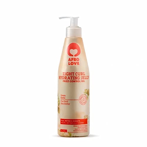 Afro Love Tight Curl Hydrating Jelly - Gel Anti-encrespamiento Para Pelo Rizado con Linaza y Manteca de Karité Sin Alcohol, Parabenos o Siliconas 450ml