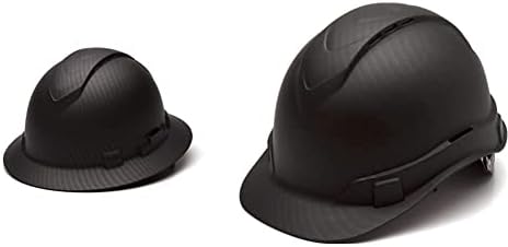 Pyramex Ridgeline Full Brim Hard Hat, Vented, 4-Point Ratchet Suspension & PYRAMEX Ridgeline Cap Style Hard Hat, Vented, 4-Point Ratchet Suspension, Black Graphite Pattern