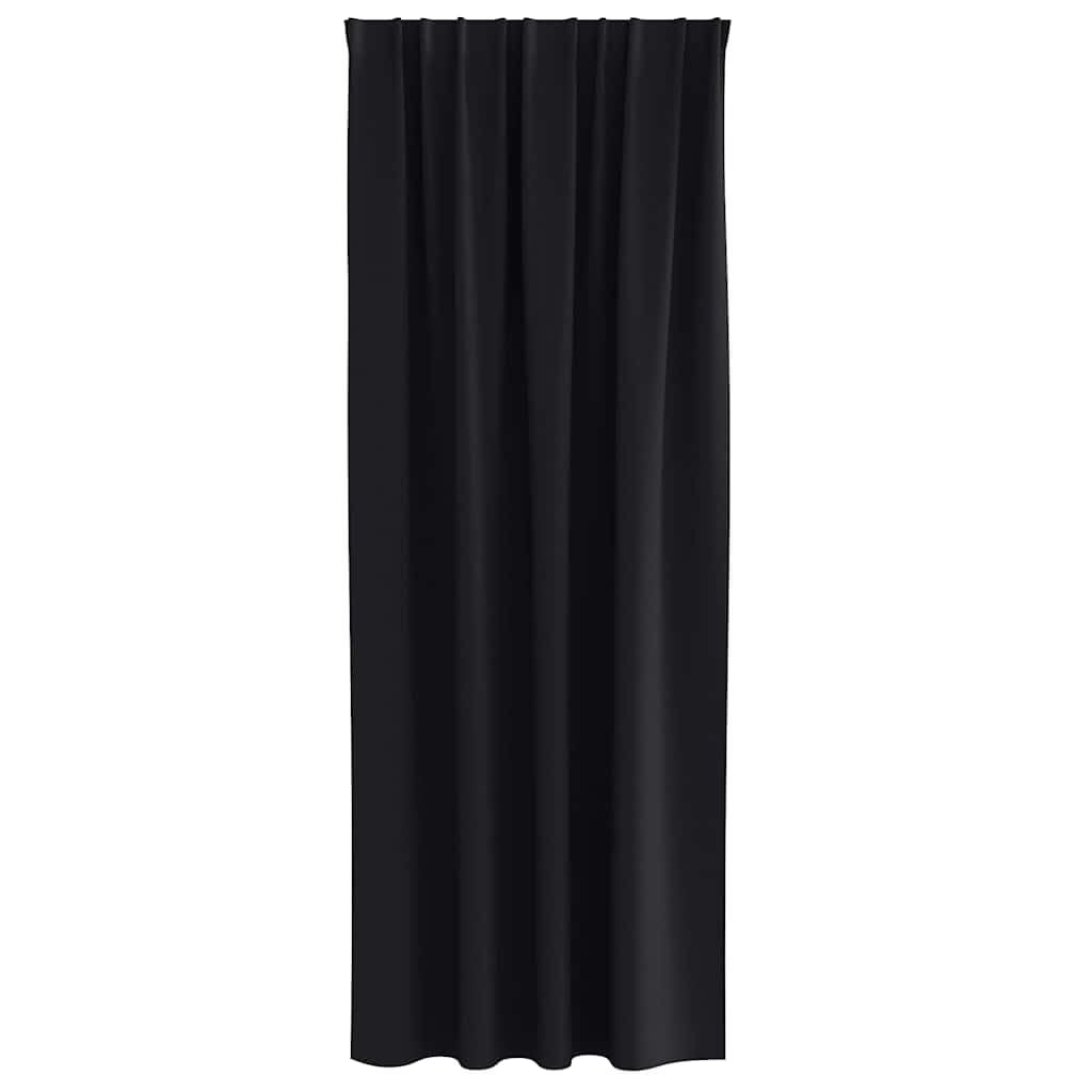Lot de 2 rideaux occultants avec anneaux - En polyester - Noir - 225 x 140 cm - Blocage de 80 à 90 % de la lumière - Décoration de fenêtre - Protection contre les regards indiscrets
