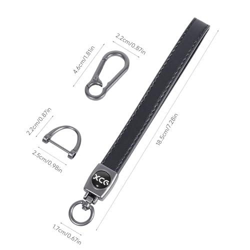 Image of Leather Car Keychain Wrist Key Lanyard Durable Car Key Accessories Black Keychain for Man and Women, Standard
