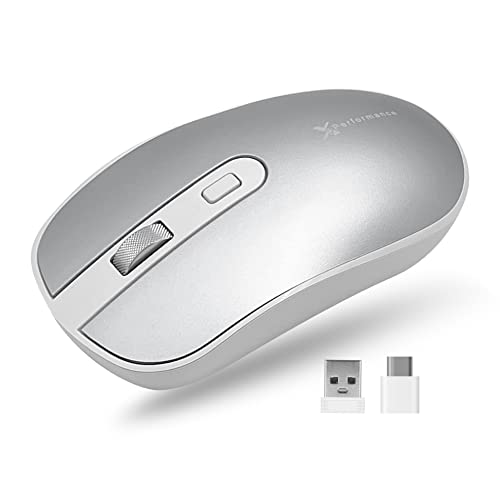 X9 Performance Dual USB C Mouse Wireless with USB-A and Type C Receiver - Multi Device Mouse - 2.4G RF USB Type C Wireless Mouse for MacBook Pro/Air, Apple Mac, iMac, Laptop, PC Computer - Silver