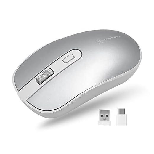 X9 Performance Dual USB C Mouse Wireless with USB-A and Type C Receiver - Multi Device Mouse - 2.4G RF USB Type C Wireless Mouse for MacBook Pro/Air, Apple Mac, iMac, Laptop, PC Computer - Silver
