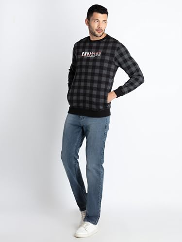 Image of Mens Checkered Round Neck Sweatshirt