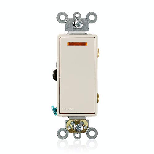 Leviton 20-Amp, 120-Volt, Decora Plus Rocker Lighted Handle, Illuminated Off 3-Way AC Quiet Switch, Commercial Grade, Self Grounding, 5633-2T, Light Almond