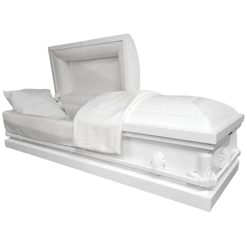 RestInPower Steel Butler Satin Casket - Enduring Elegance in Premium Steel with Complete Comfort Lining (White)
