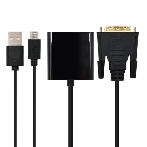 Blendend Conversor DVI a VGA 24+1 macho a HDB15 hembra, 10 cm, negro, para conectar dispositivos de video antiguos y modernos.